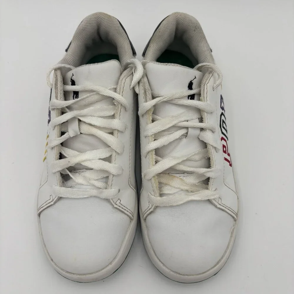 Polo Ralph Lauren Big Kids Boys Size‎ 1 Heritage Court ll White Sneaker Colorful